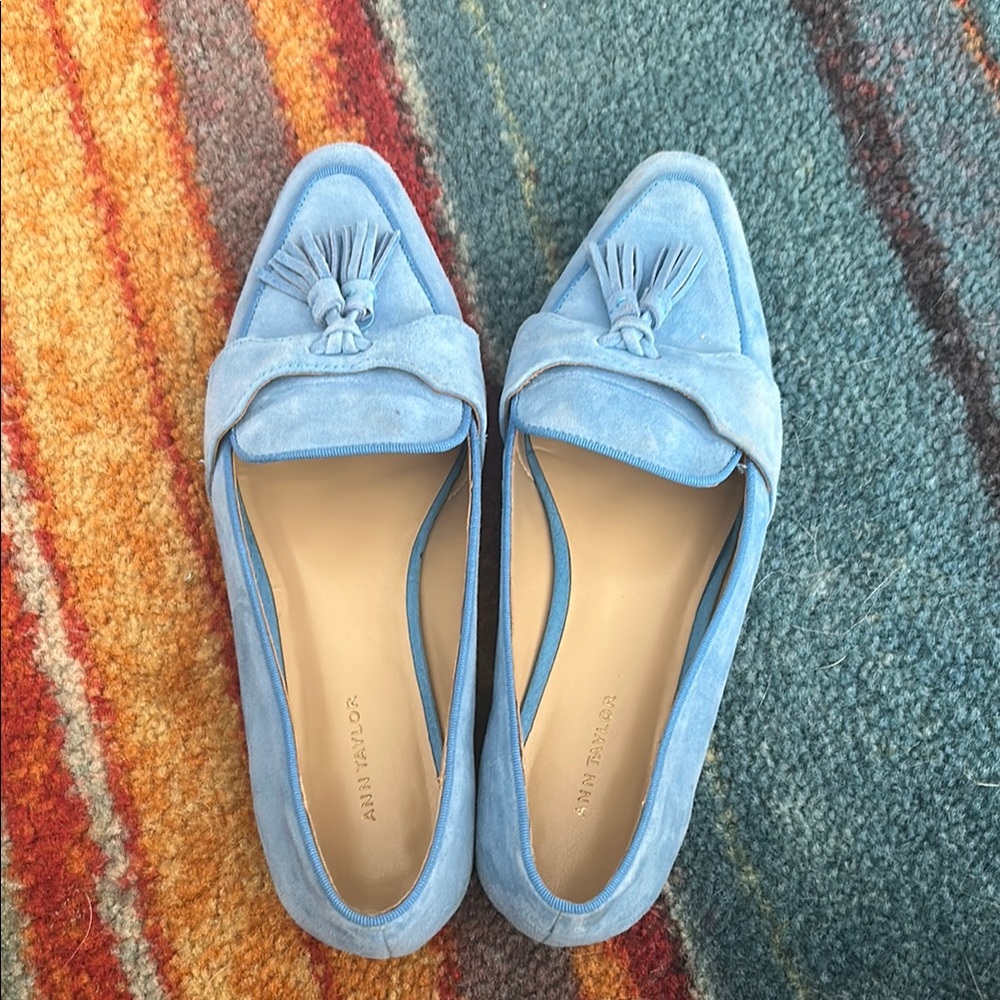 Ann Taylor Blue Loafers with Tassel Detail
